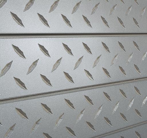 Silver Diamond Plate Textured Slatwall